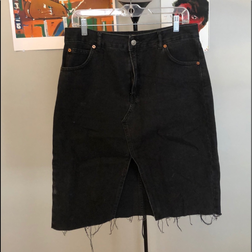 Topshop Moto Denim Midi Skirt